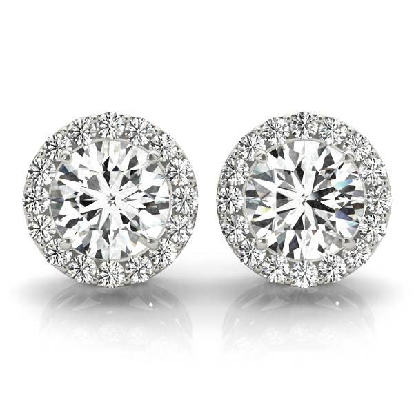 0.2 Ct Lab-Created Round Cut Rita  Halo Diamond Earrings in 9K White Gold