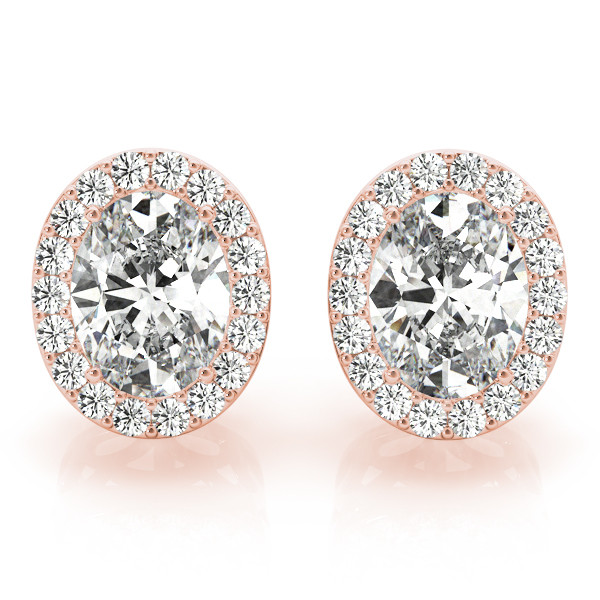 0.2 Ct Lab-Created Oval Cut  Eily Halo Diamond Earrings in Silver 925
