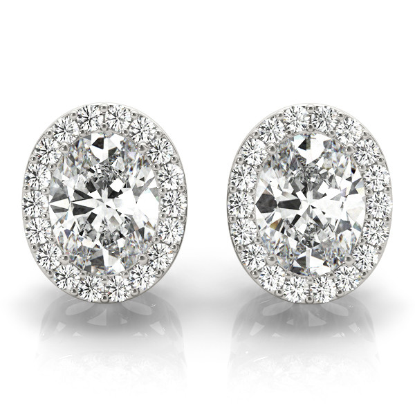 0.2 Ct Lab-Created Oval Cut  Eily Halo Diamond Earrings in Silver 925
