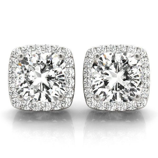 0.2 Ct Lab-Created Cushion Cut Eudora Halo Diamond Earrings in Silver 925