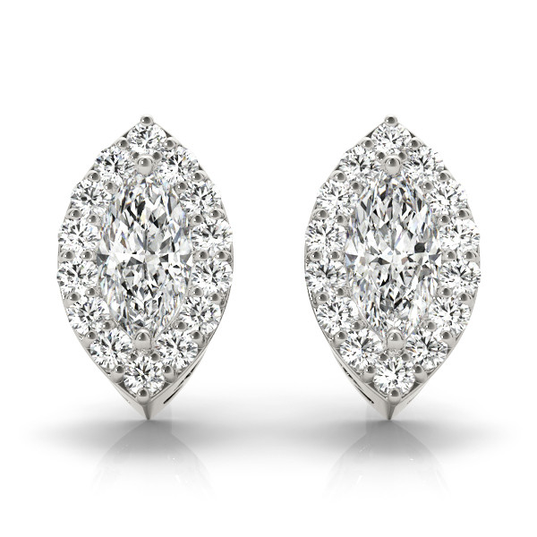 0.2 Ct Lab-Created Pear Cut  Emera Halo Diamond Earrings in Silver 925