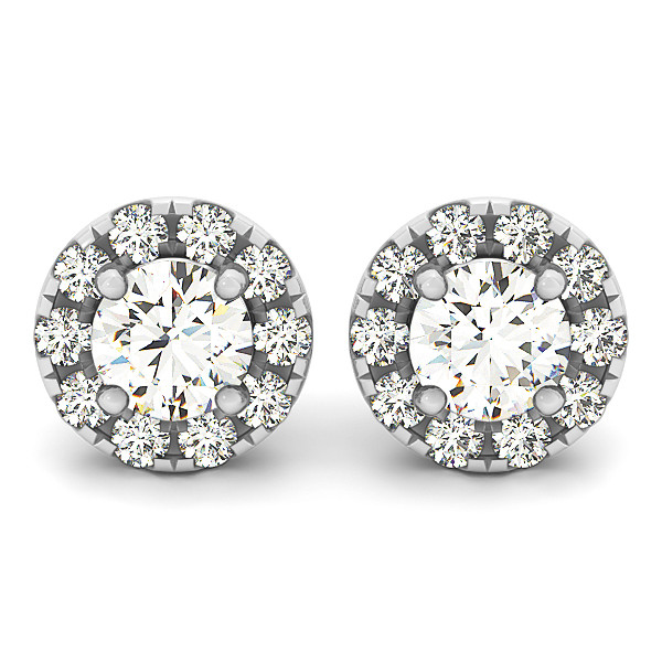 0.2 Ct Lab-Created Round Cut Evia Halo Diamond Earrings in Silver 925