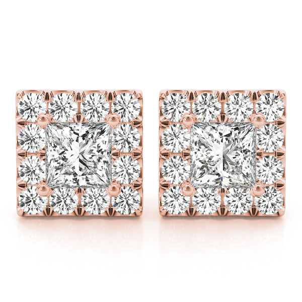 0.12 Ct Lab Grown Cushion Cut Eir Halo Diamond Earrings in Silver 925