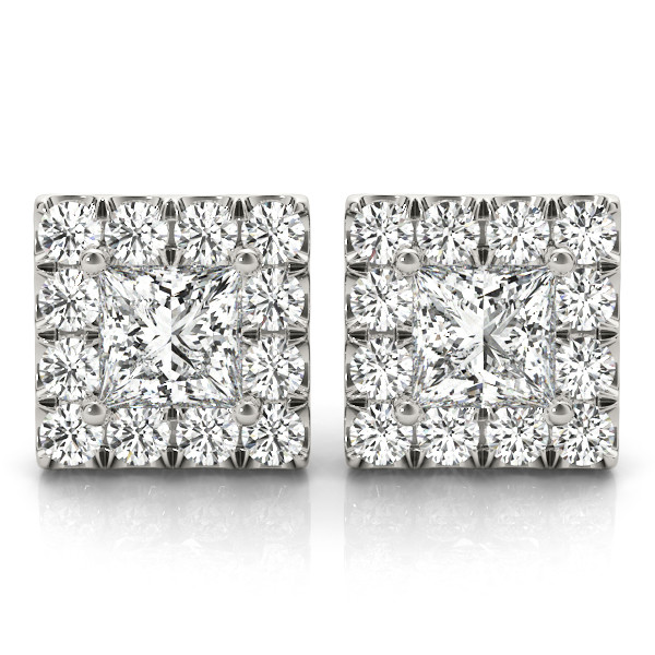 0.12 Ct Lab-Created Cushion Cut Eir Halo Diamond Earrings in Silver 925