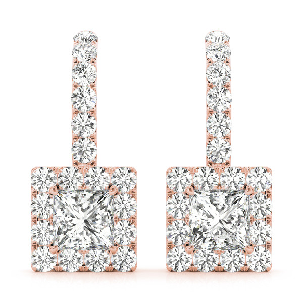 0.12 Ct Lab Grown Cushion Cut  Eulah Halo Diamond Earrings in Silver 925