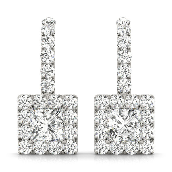 0.12 Ct Lab-Created Cushion Cut  Eulah Halo Diamond Earrings in Silver 925