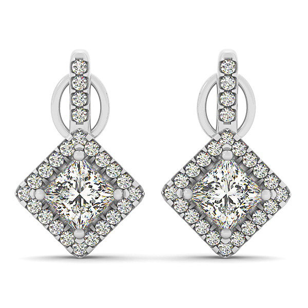 1.02 Ct Natural Cushion Cut Esin Diamond Designer Earrings in Silver 925