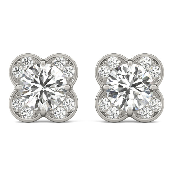 0.25 Ct Lab-Created Round Cut Estere Halo Diamond Earrings in Silver 925