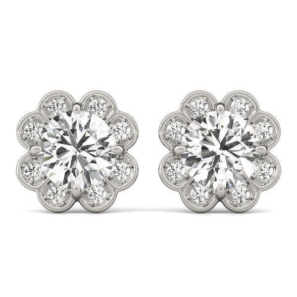 0.25 Ct Lab-Created Round Cut Eeva Halo Diamond Earrings in Silver 925
