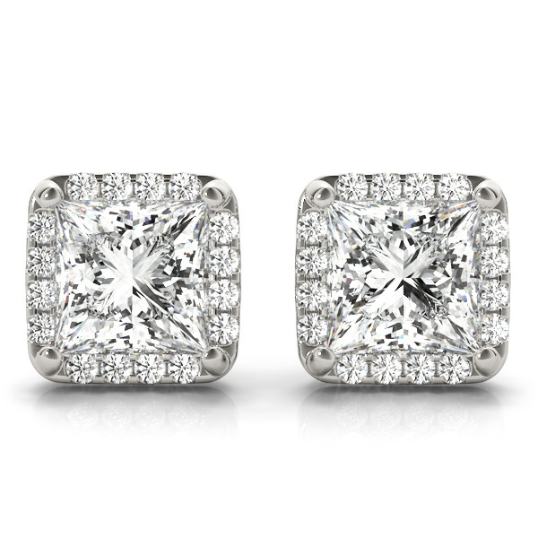 0.25 Ct Lab-Created Cushion Cut Edda Halo Diamond Earrings in Silver 925