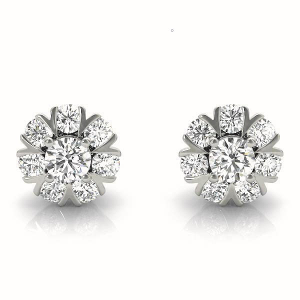 0.5 Ct Natural Round Cut  Elese Diamond Cluster Earrings in Silver 925