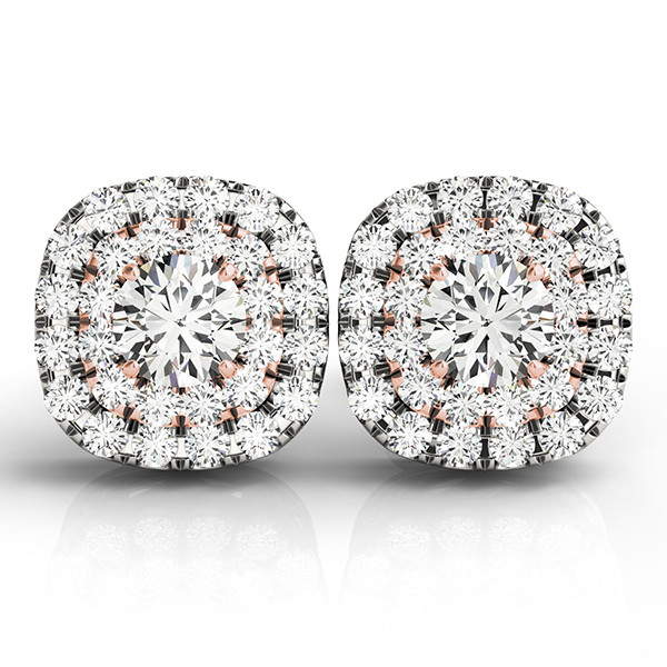 0.12 Ct Lab-Created Round Cut Ebba Halo Diamond Earrings in Silver 925