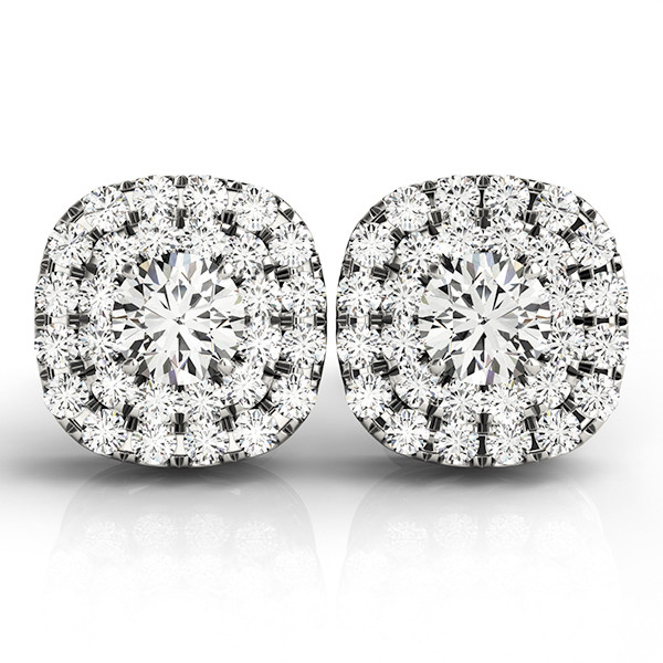 0.12 Ct Lab-Created Round Cut Ebba Halo Diamond Earrings in Silver 925