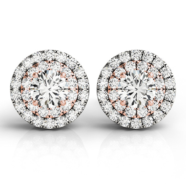 0.12 Ct Lab-Created Round Cut Egle Halo Diamond Earrings in Silver 925
