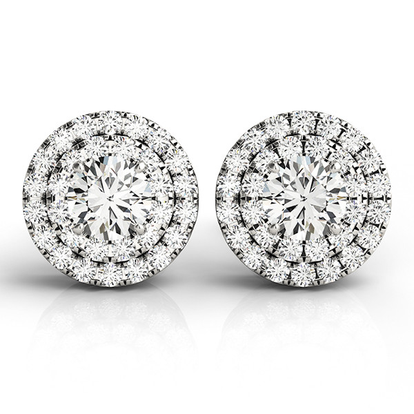 0.12 Ct Lab-Created Round Cut Egle Halo Diamond Earrings in Silver 925