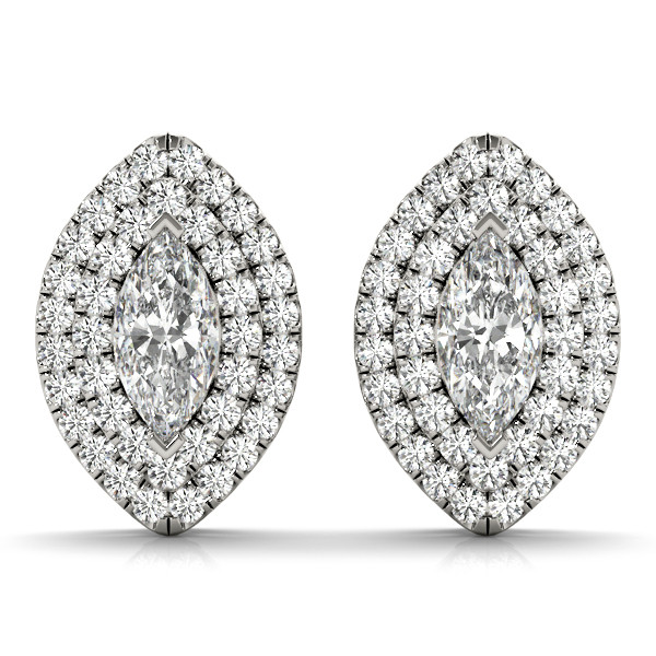 0.5 Ct Lab-Created Marquise Cut Eui Halo Diamond Earrings in Silver 925