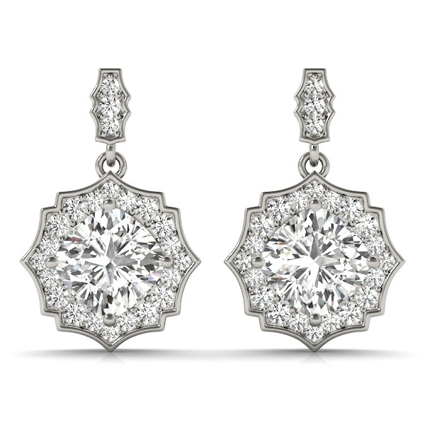 0.45 Ct Lab-Created Cushion Cut  Elts Halo Diamond Earrings in Silver 925