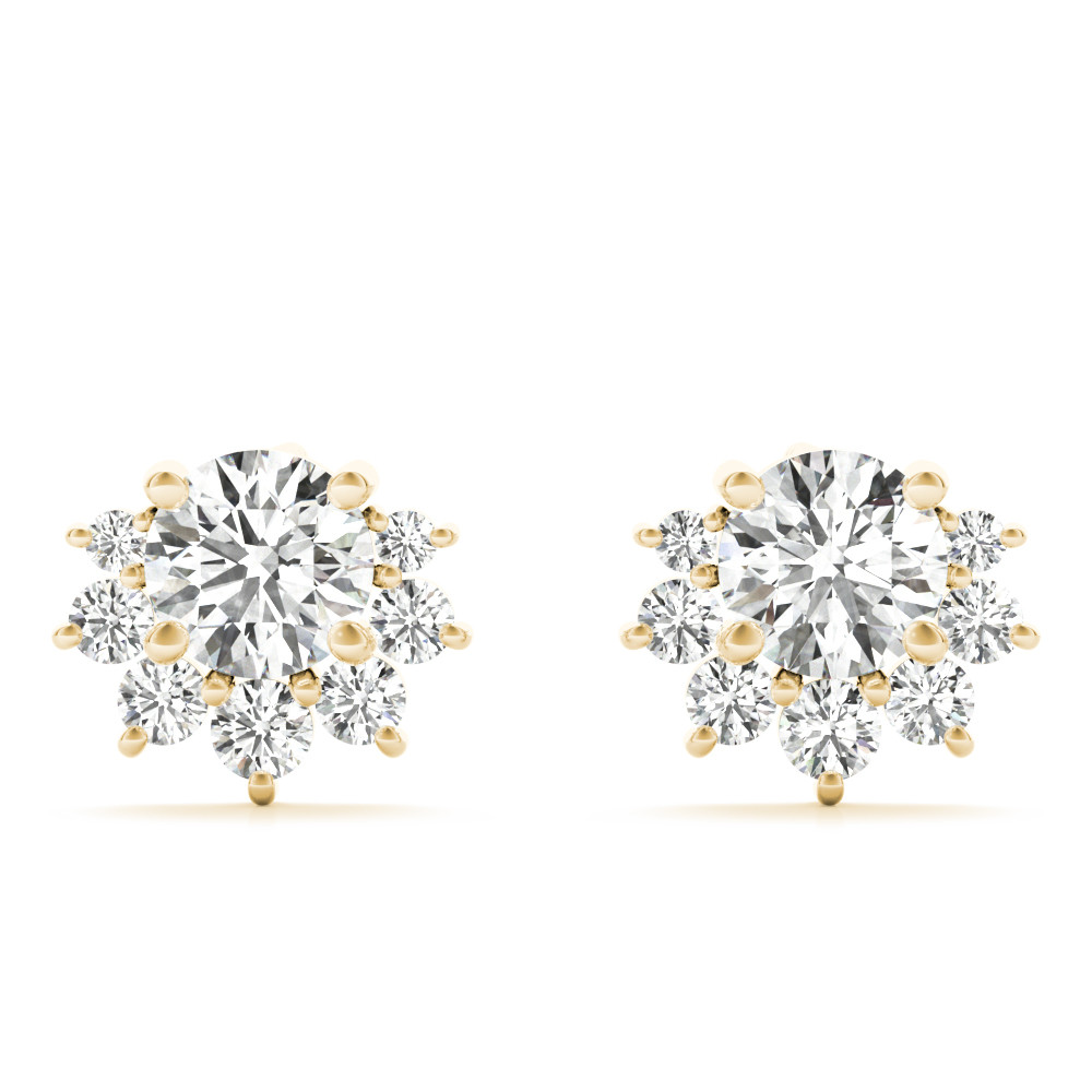 0.7 Ct Natural Round Cut Raynaa Diamond Cluster Earrings in Silver 925