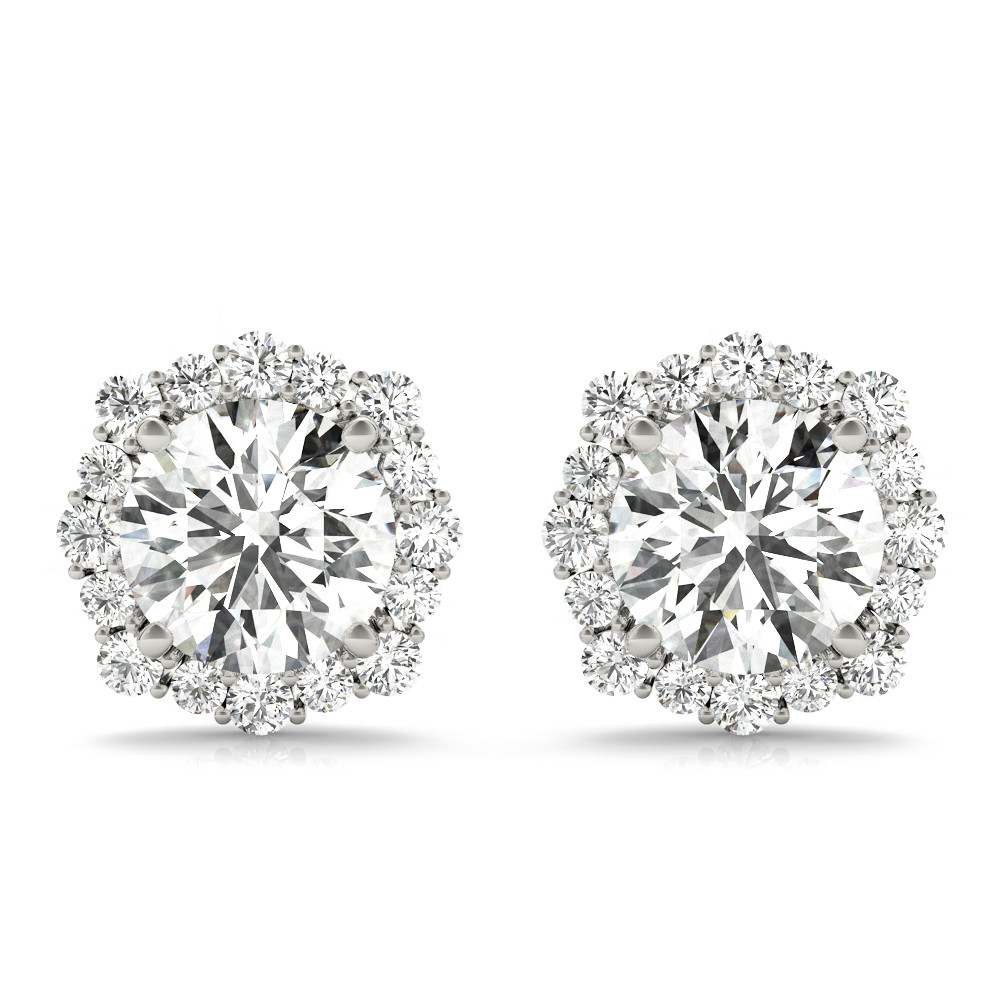 0.2 Ct Lab-Created Round Cut Eilidh Halo Diamond Earrings in Silver 925