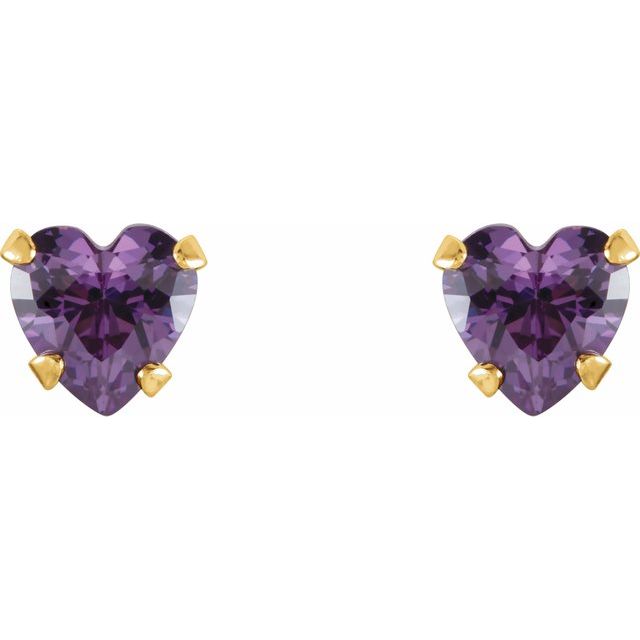0.2 Ct Amethyst Heart Cut Rhea  Studs Diamond Earrings in 9K White Gold