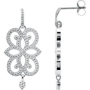 Damla Traditional Earrings in 9K White Gold
