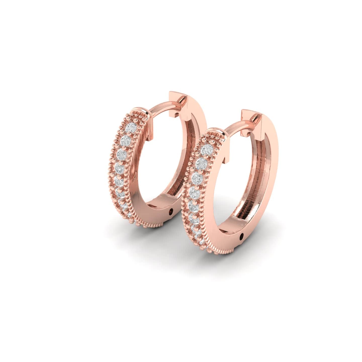 0.33 Ct Lab Grown Round Cut Racheal  Hoop Diamond Earrings in 9K Rose Gold