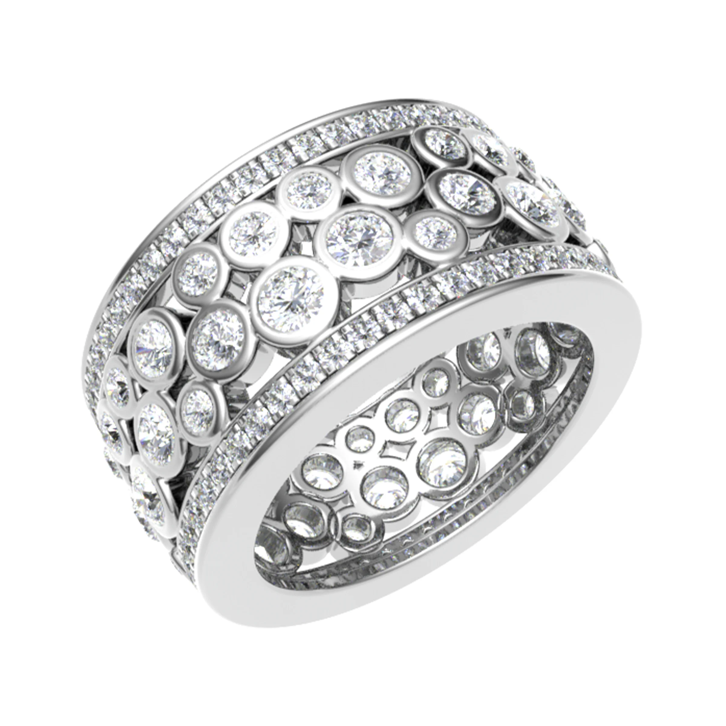 2 Ct Lab-Created Round Cut Ebbot  Diamond Rings in 9K White Gold