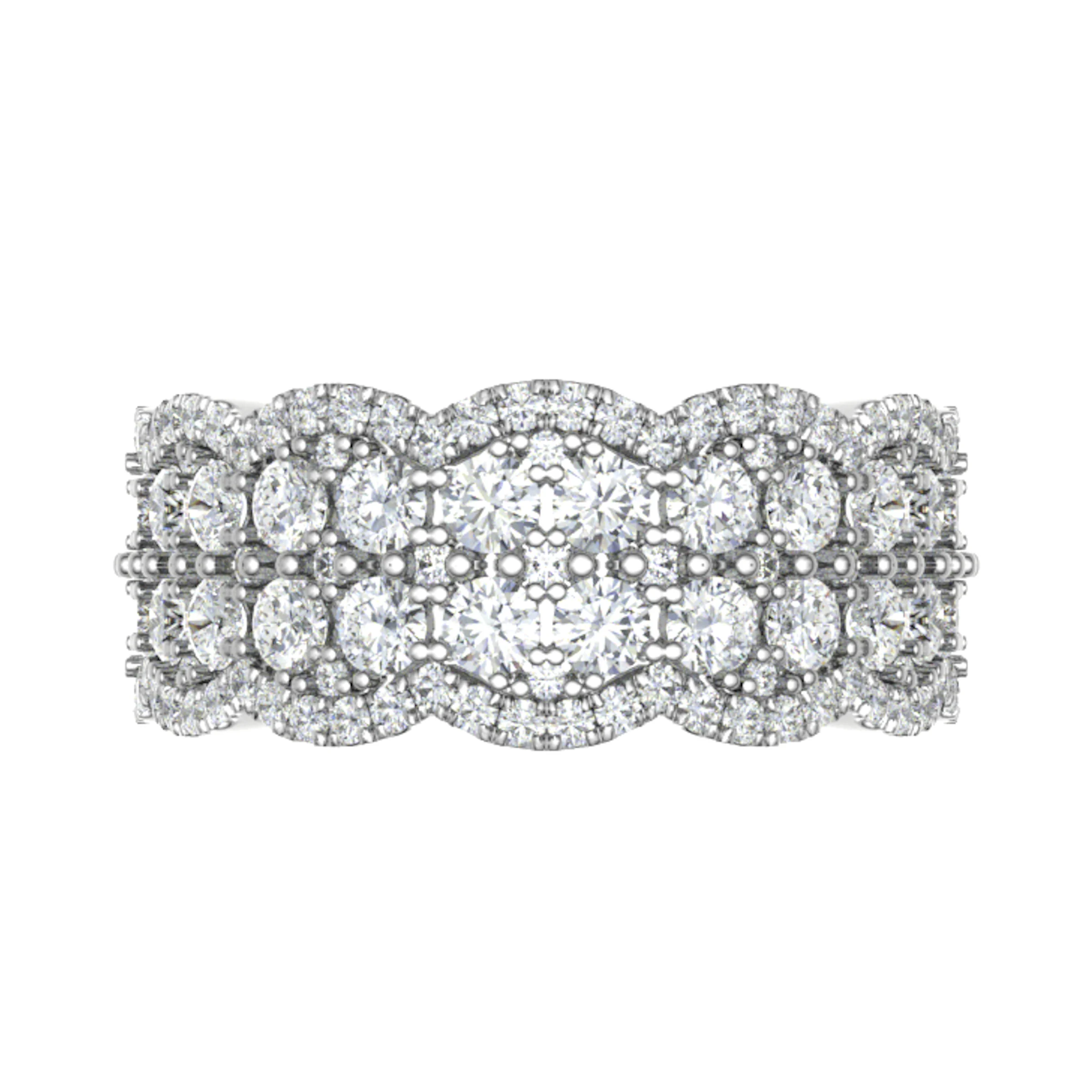 3.5 Ct Natural Round Cut Enerstyne  Diamond Rings in 18K White Gold