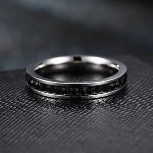1 Ct Black Round Cut Eviana  Diamond Rings in 9K White Gold