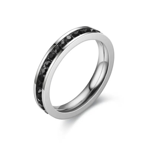 1 Ct Black Round Cut Eviana  Diamond Rings in 9K White Gold