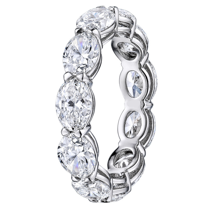 1.5 Ct Lab-Created Oval Cut Eama  Diamond Rings in 9K White Gold