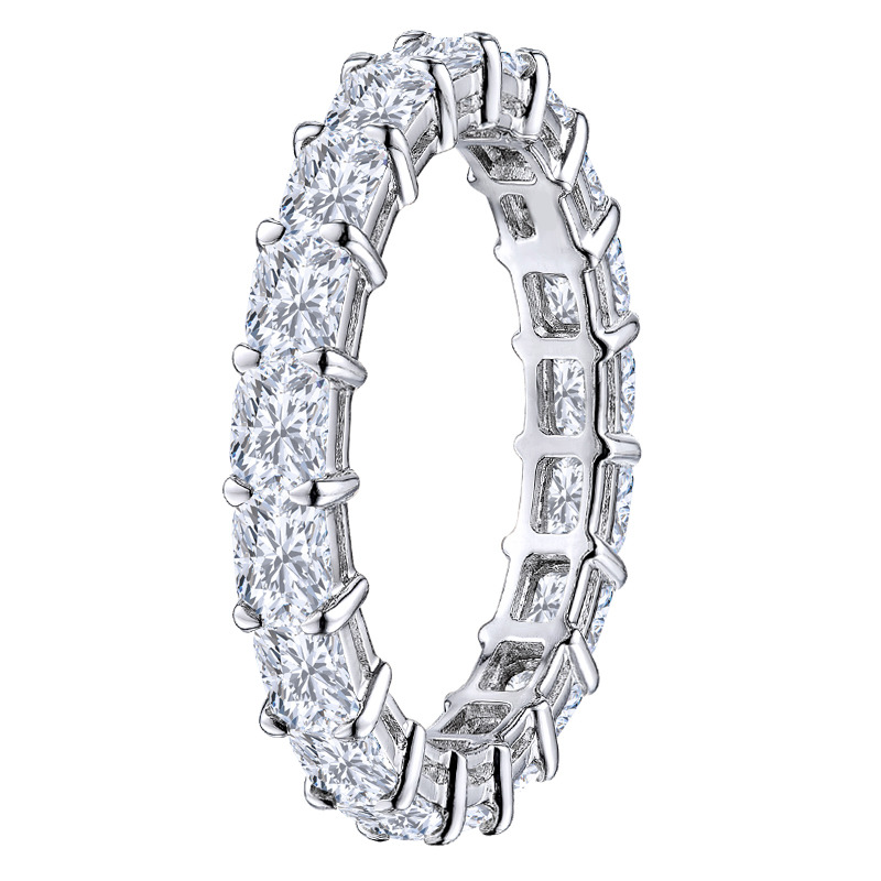 1.25 Carat Horizontal Cushion Cut Diamond Full Eternity Ring with Claw Set