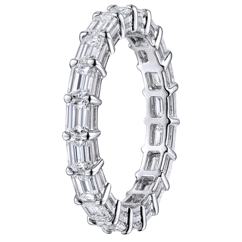 1 Ct Lab-Created Emerald Cut Eadita  Diamond Rings in 9K White Gold