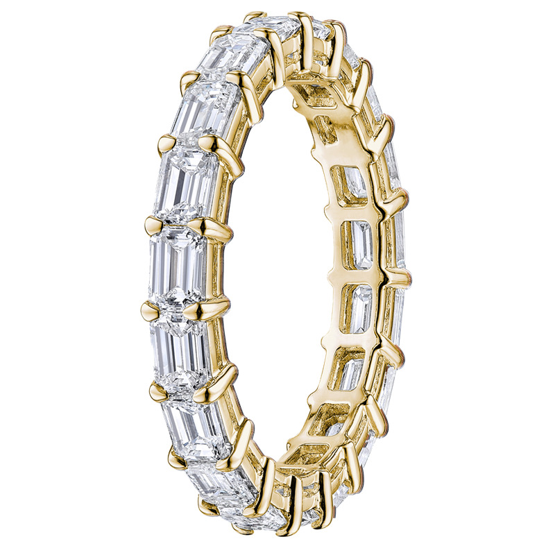 1 Ct Lab-Created Emerald Cut Eadita  Diamond Rings in 9K White Gold