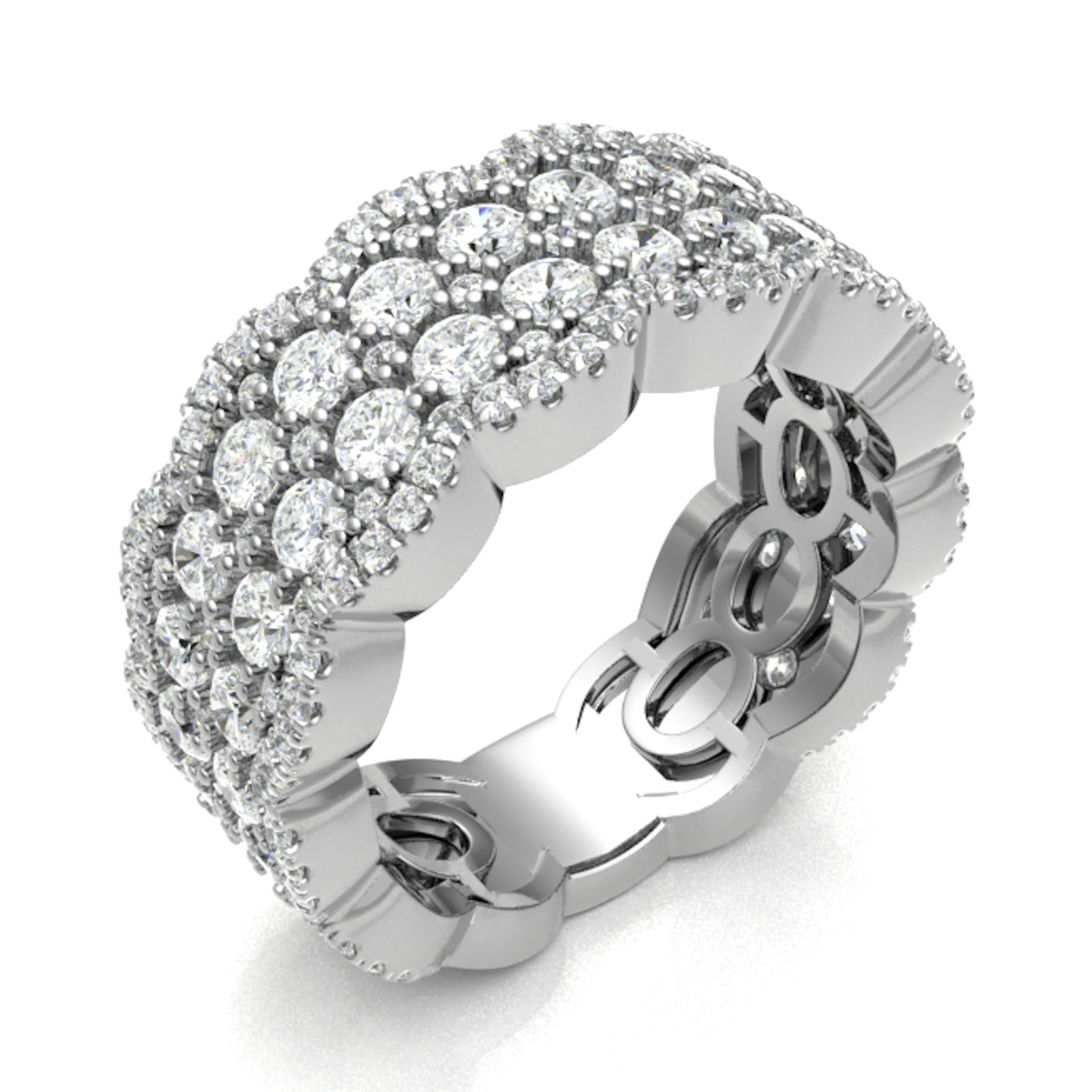 3 Ct Natural Round Cut Enerstina  Diamond Rings in 18K White Gold