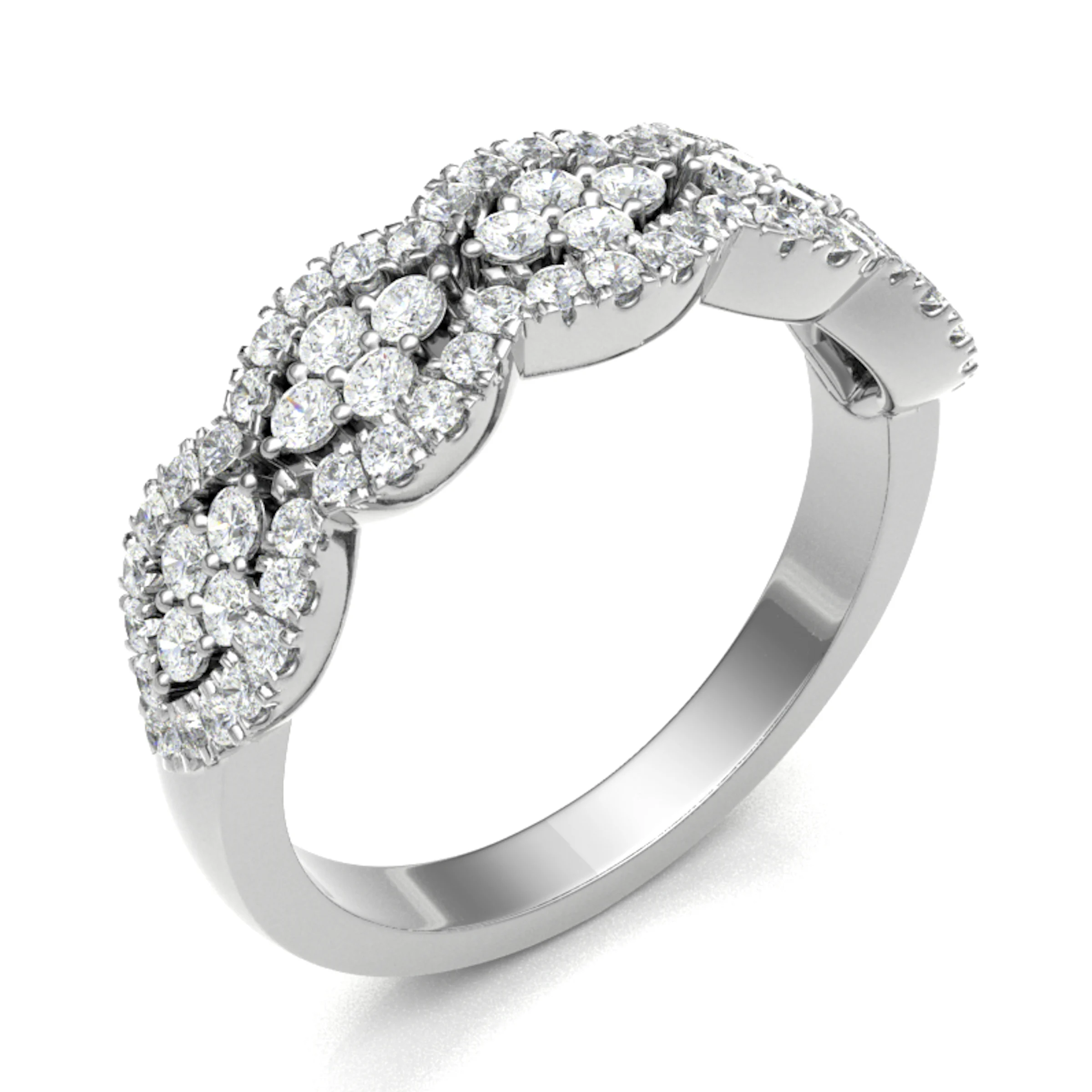 0.5 Ct Natural Round Cut Elvisa  Diamond Rings in 18K White Gold