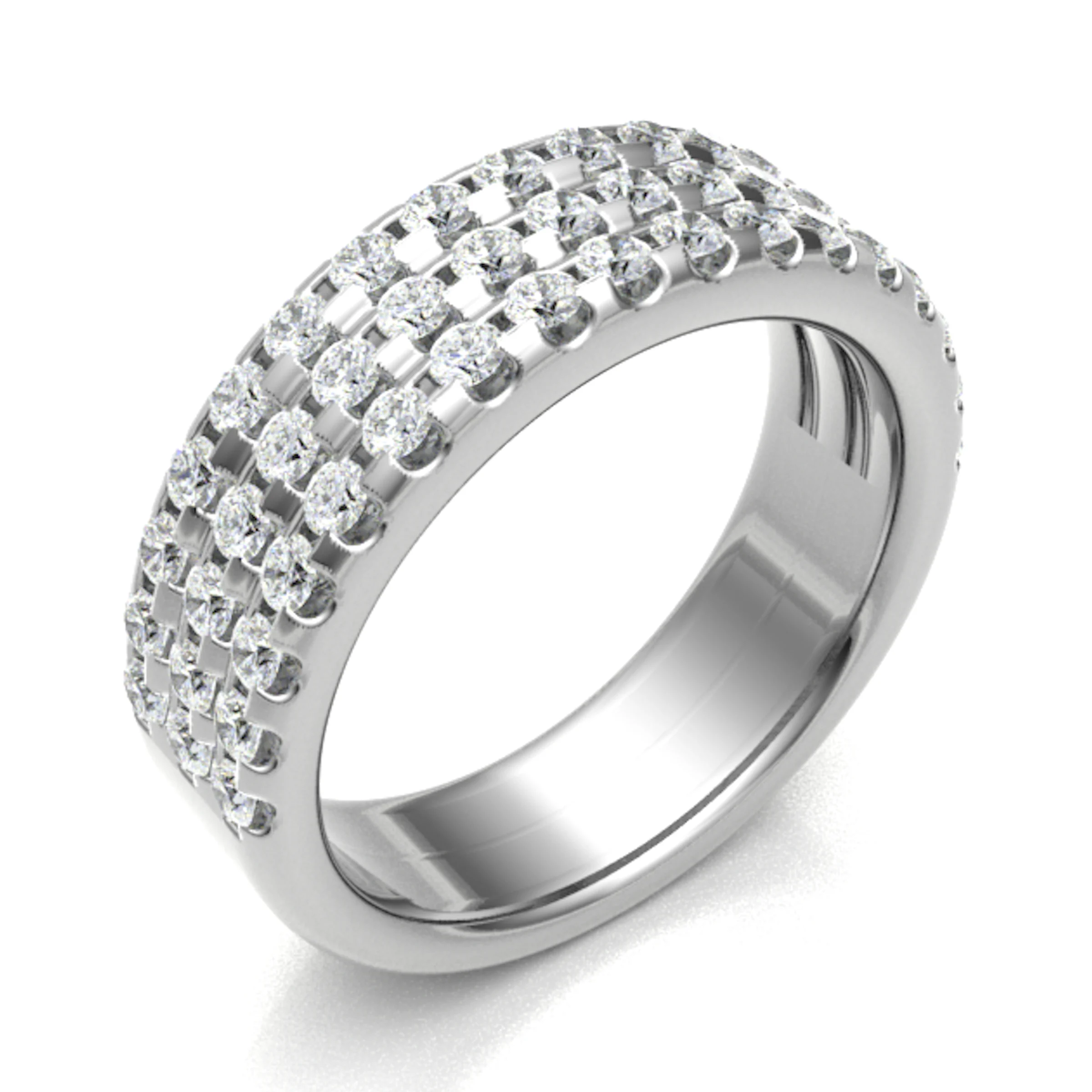 1 Ct Natural Round Cut Emblyn  Diamond Rings in 18K White Gold