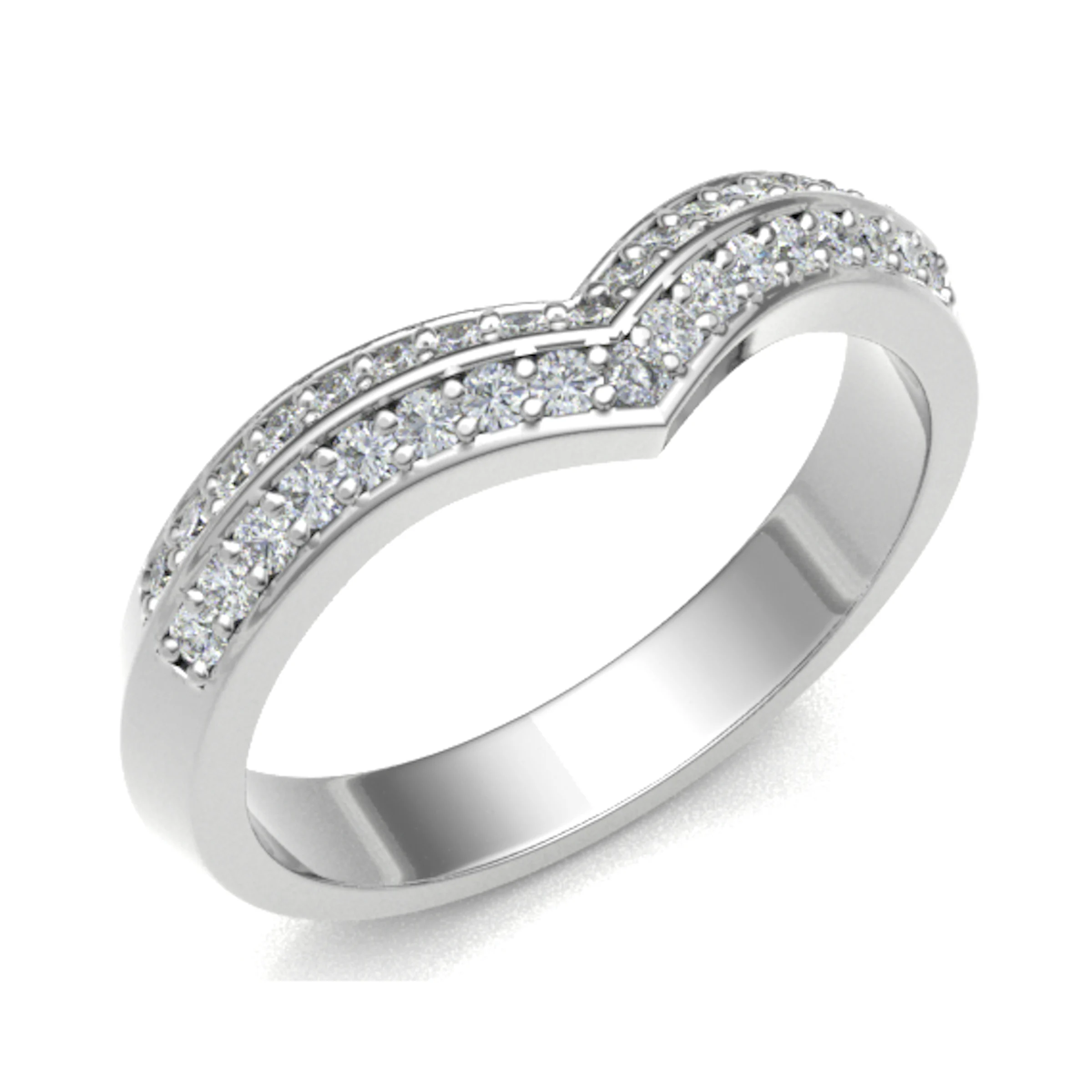 0.2 Ct Natural Round Cut Ellesa  Diamond Rings in 18K White Gold