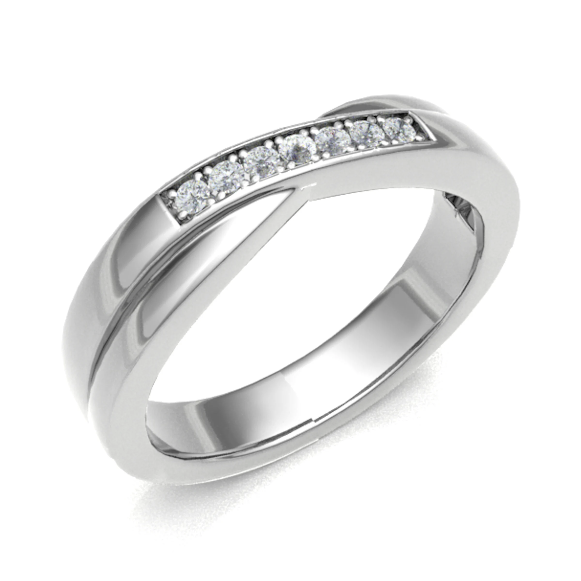 0.1 Ct Natural Round Cut Ellot  Diamond Rings in 18K White Gold