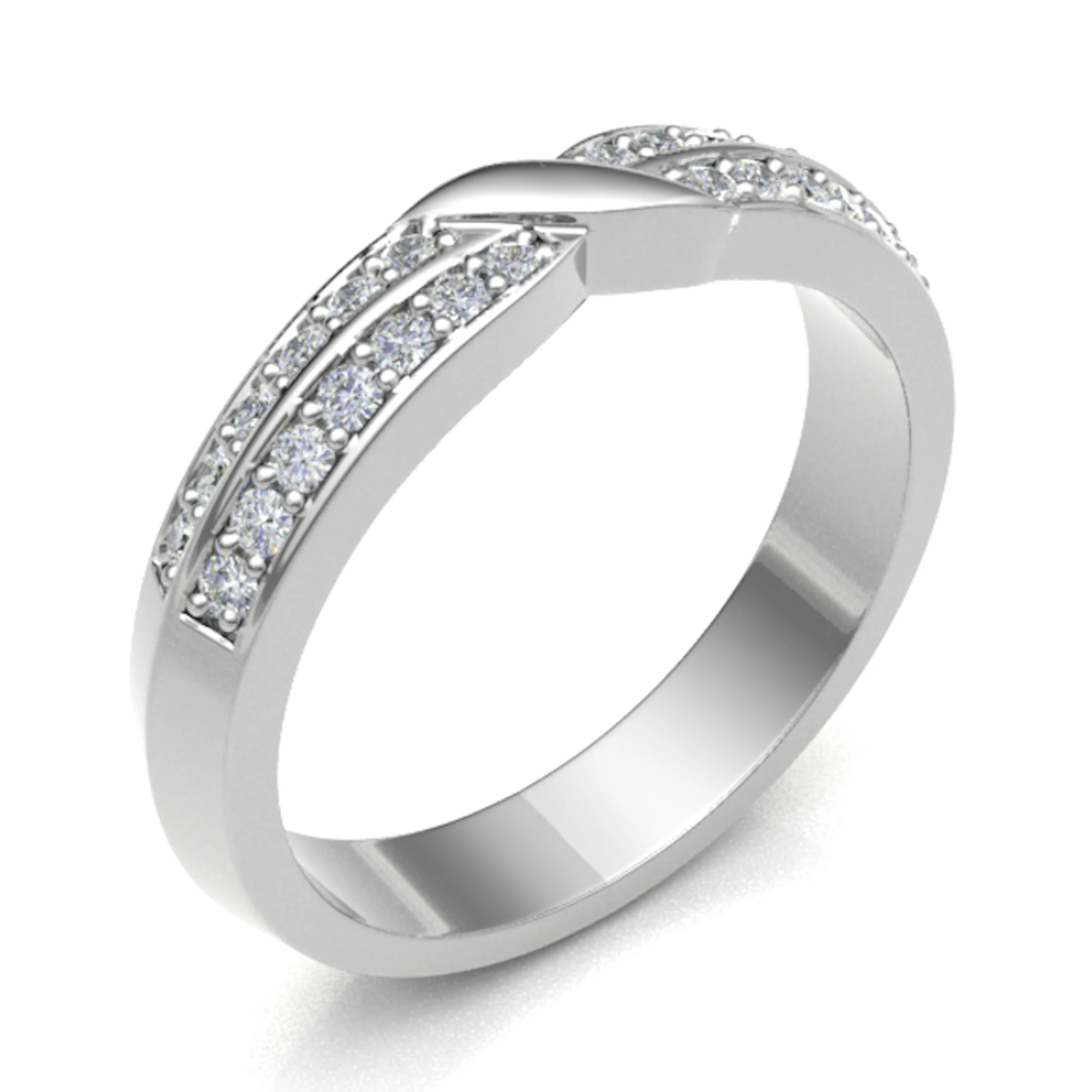 0.2 Ct Natural Round Cut Ellfryda  Diamond Rings in 18K White Gold