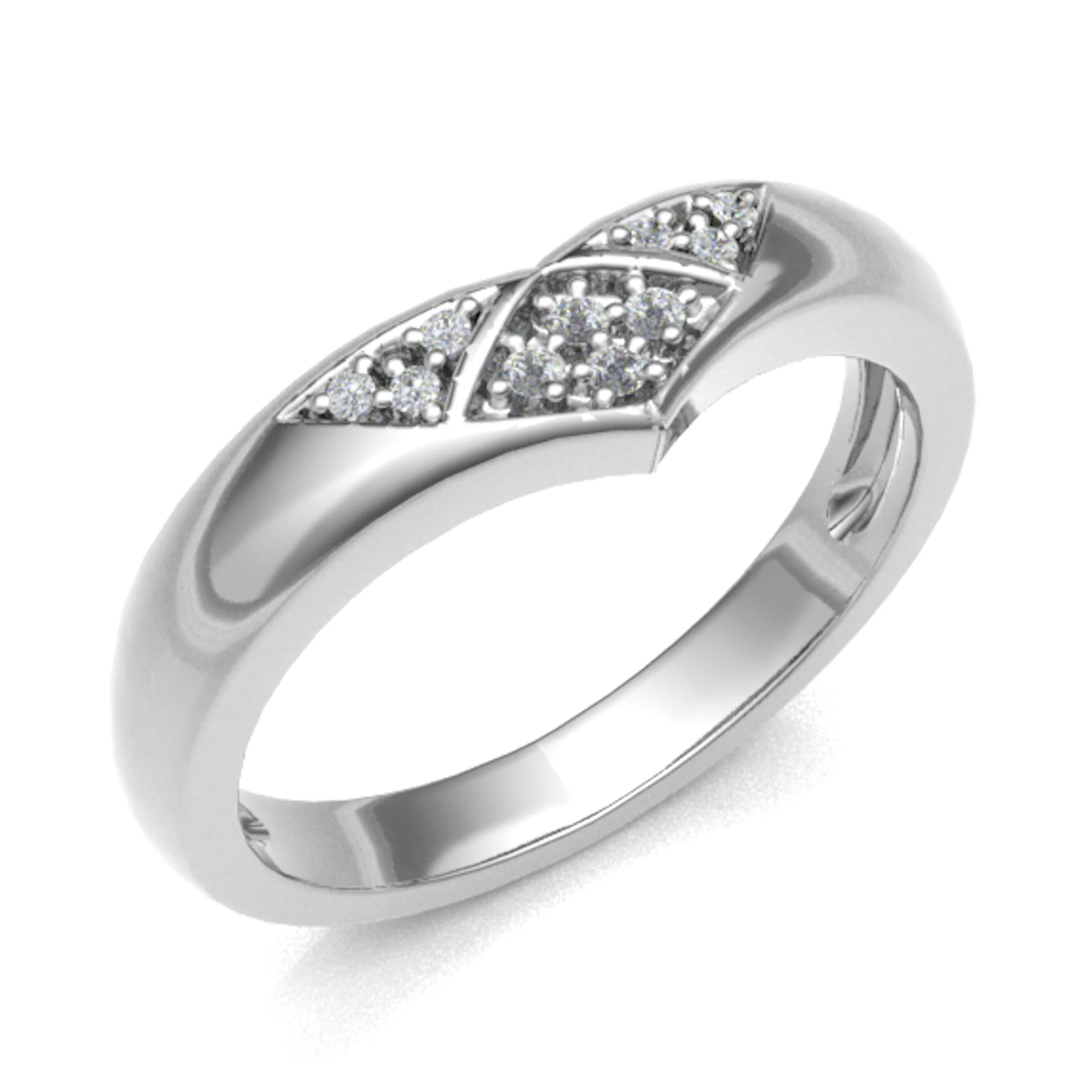 0.1 Ct Natural Round Cut Elthia  Diamond Rings in 18K White Gold