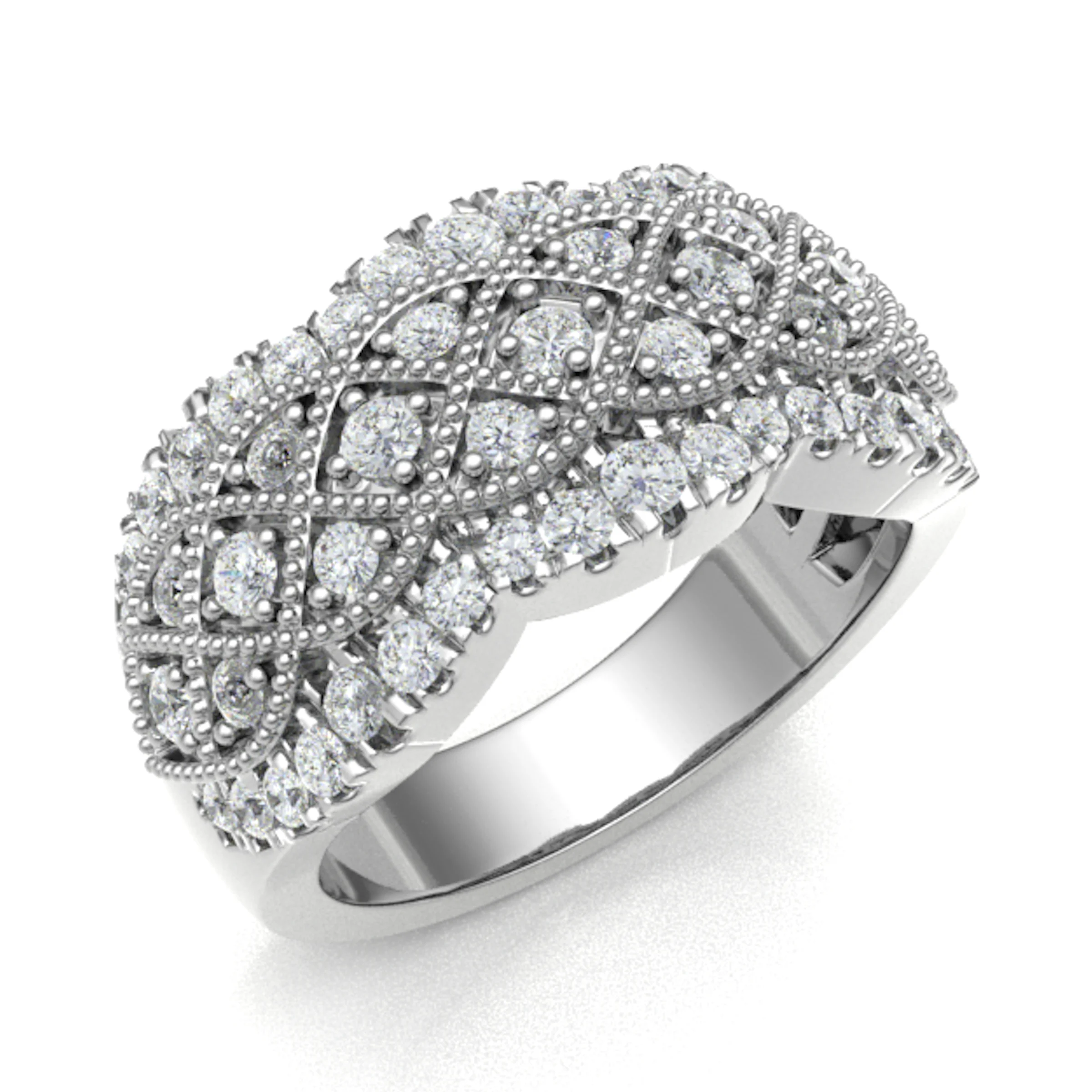 1 Ct Lab-Created Round Cut Eathelyn  Diamond Rings in 9K White Gold