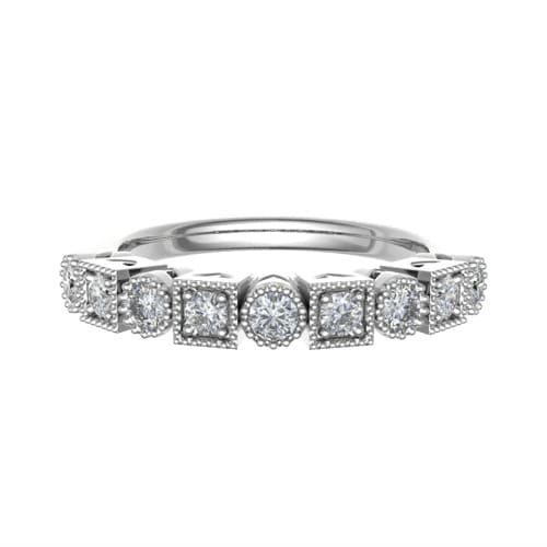0.4 Ct Natural Round Cut Elizabet  Diamond Rings in 18K White Gold