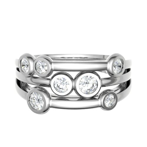 0.46 Ct Natural Round Cut Emmabelle  Diamond Rings in 18K White Gold
