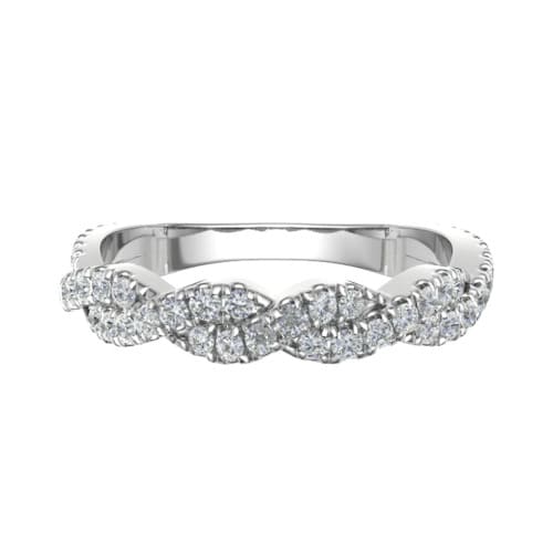 0.4 Ct Natural Round Cut Ellaine  Diamond Rings in 18K White Gold