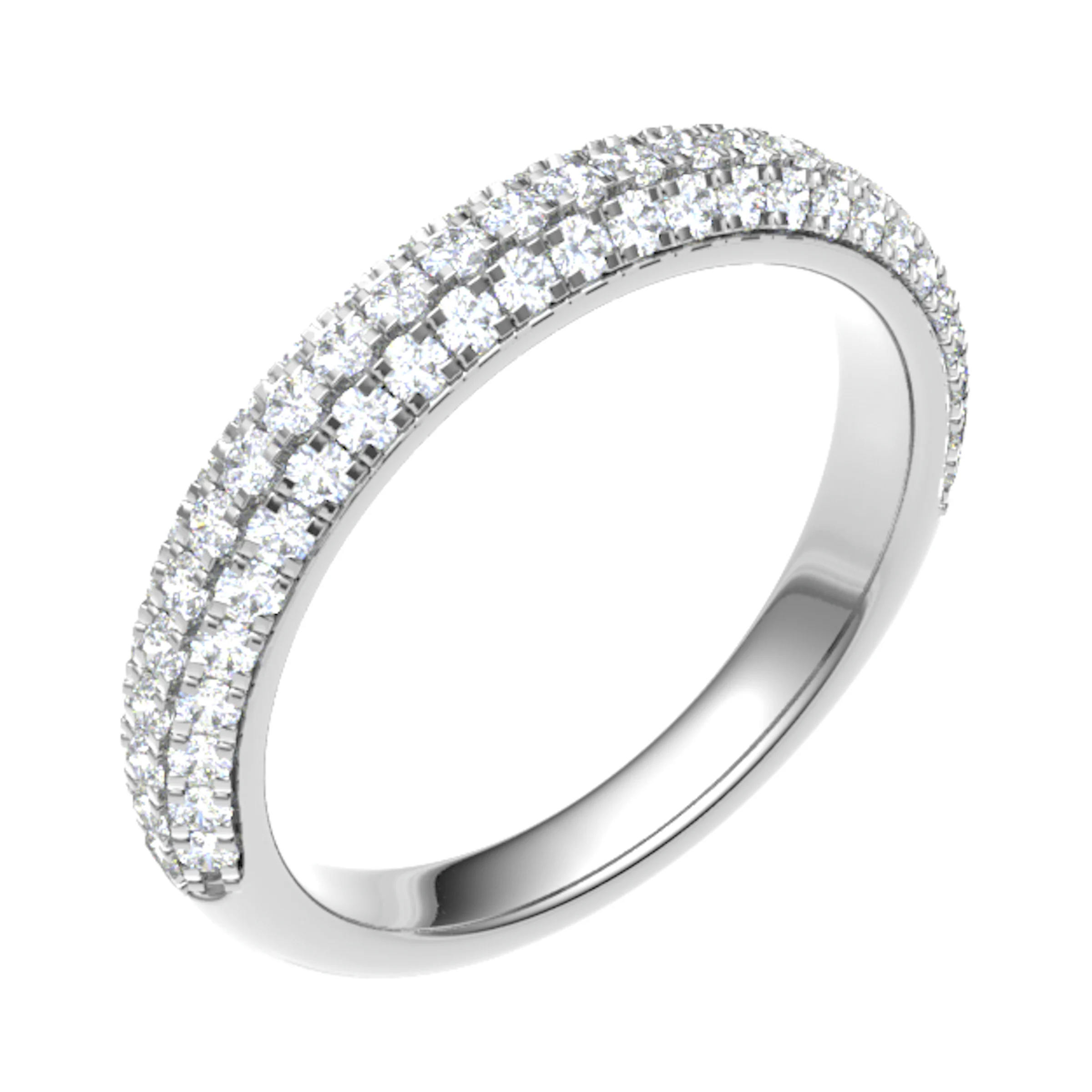 0.5 Ct Natural Round Cut Elmera  Diamond Rings in 18K White Gold