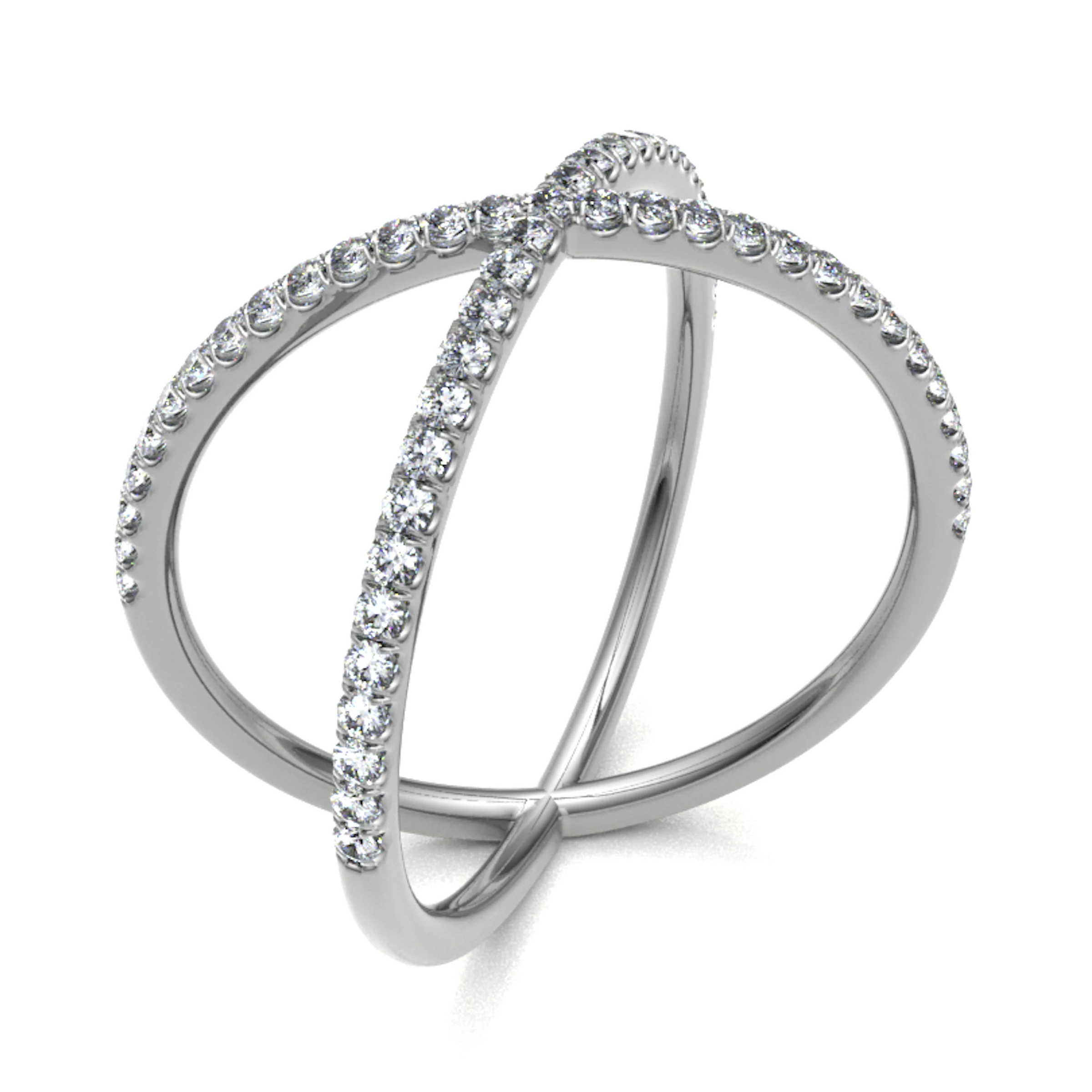 0.25 Carat Round Crisscross Style Half Eternity Ring with Micro Claw Set