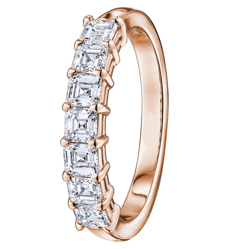 0.75 Ct Lab-Created Asscher Cut Dorcey  Diamond Rings in 9K White Gold