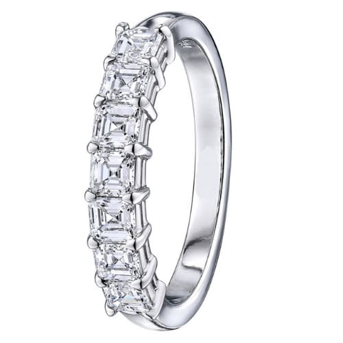 0.75 Ct Lab-Created Asscher Cut Dorcey  Diamond Rings in 9K White Gold