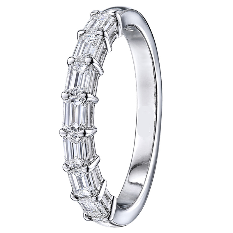 0.50 - 2.50 Carat Horizontal Emerald Cut Diamond Half Eternity Ring with Claw Set